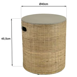 Table d'appoint ronde pour jardin bambou et béton HERCULE
