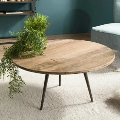 Table d'appoint ronde teck recyclé métal GM SWING
