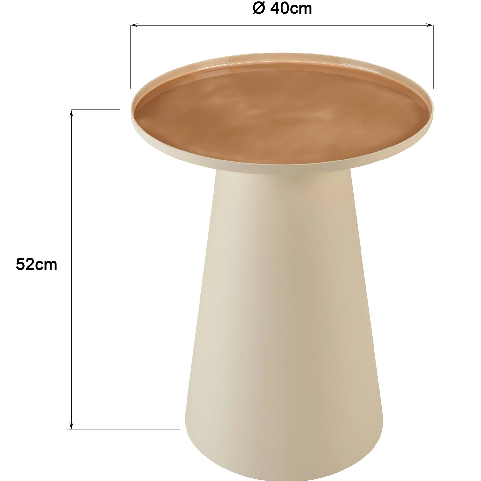 Table d'appoint ronde 40x40cm plateau en métal émaillé caramel TOSCA