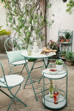 Table de balcon pliante vert d'eau D 60 cm GRENADE