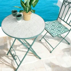 Table de balcon pliante vert d'eau D 60 cm GRENADE