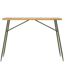 Table de bar + 2 chaises hautes pin et métal vert BAGAN