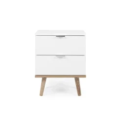 Table de chevet blanche 2 tiroirs ALVA