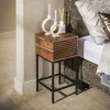 Table de chevet bois d'acacia 1 tiroir strié NAKO