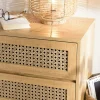 Table de chevet bois naturel 2 tiroirs cannage ALCUDIA
