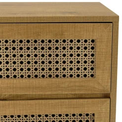 Table de chevet bois naturel 2 tiroirs cannage ALCUDIA