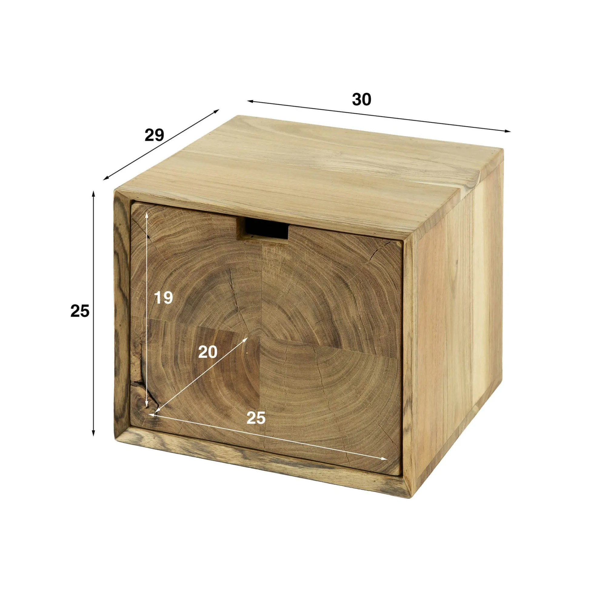 Table de chevet bois – 1 tiroir, forme cube MELBOURNE
