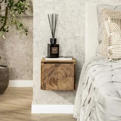 Table de chevet bois – 1 tiroir, forme cube MELBOURNE