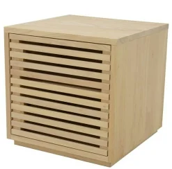Table de Chevet / Bout de Canapé Hévéa 1 porte Persienne 45x45x45cm NEW ORLEANS