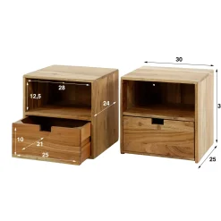 Table de chevet cube en bois d'acacia (lot de 2) MELBOURNE