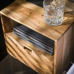 Table de chevet cube en bois d'acacia (lot de 2) MELBOURNE