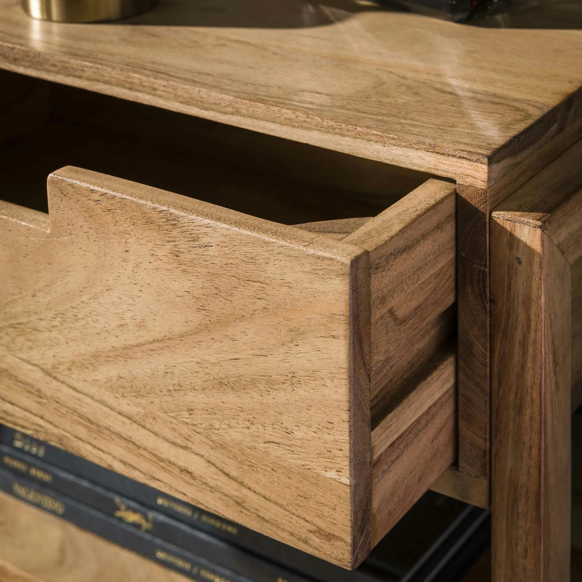 Table de chevet en bois d'acacia 1 tiroir suspendu MELBOURNE
