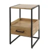 Table de chevet en bois d'acacia avec niche et tiroir MELBOURNE