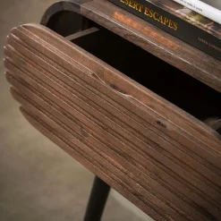 Table de chevet en bois d'acacia foncé 1 tiroir NAKO