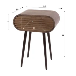 Table de chevet en bois d'acacia foncé 1 tiroir NAKO