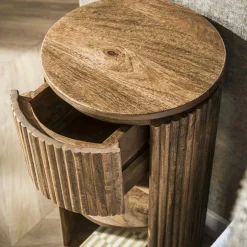 Table de chevet en bois de manguier strié, 1 tiroir CREEK