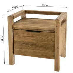 Table de chevet en bois de pin recyclé 1 tiroir DENVER