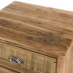 Table de chevet en bois de pin recyclé 2 tiroirs DENVER