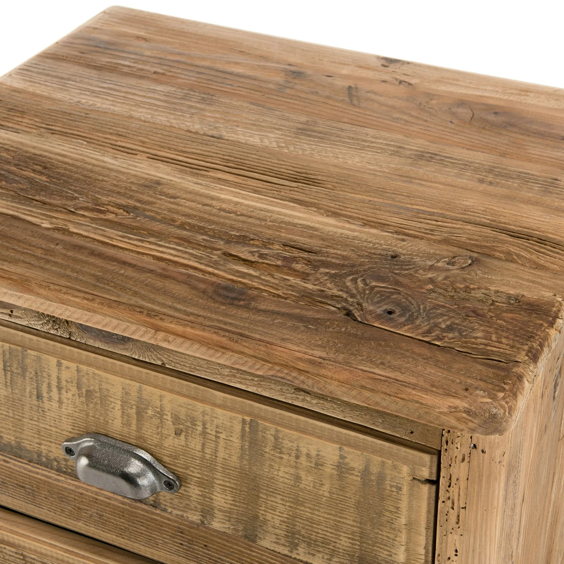 Table de chevet en bois de pin recyclé 2 tiroirs DENVER