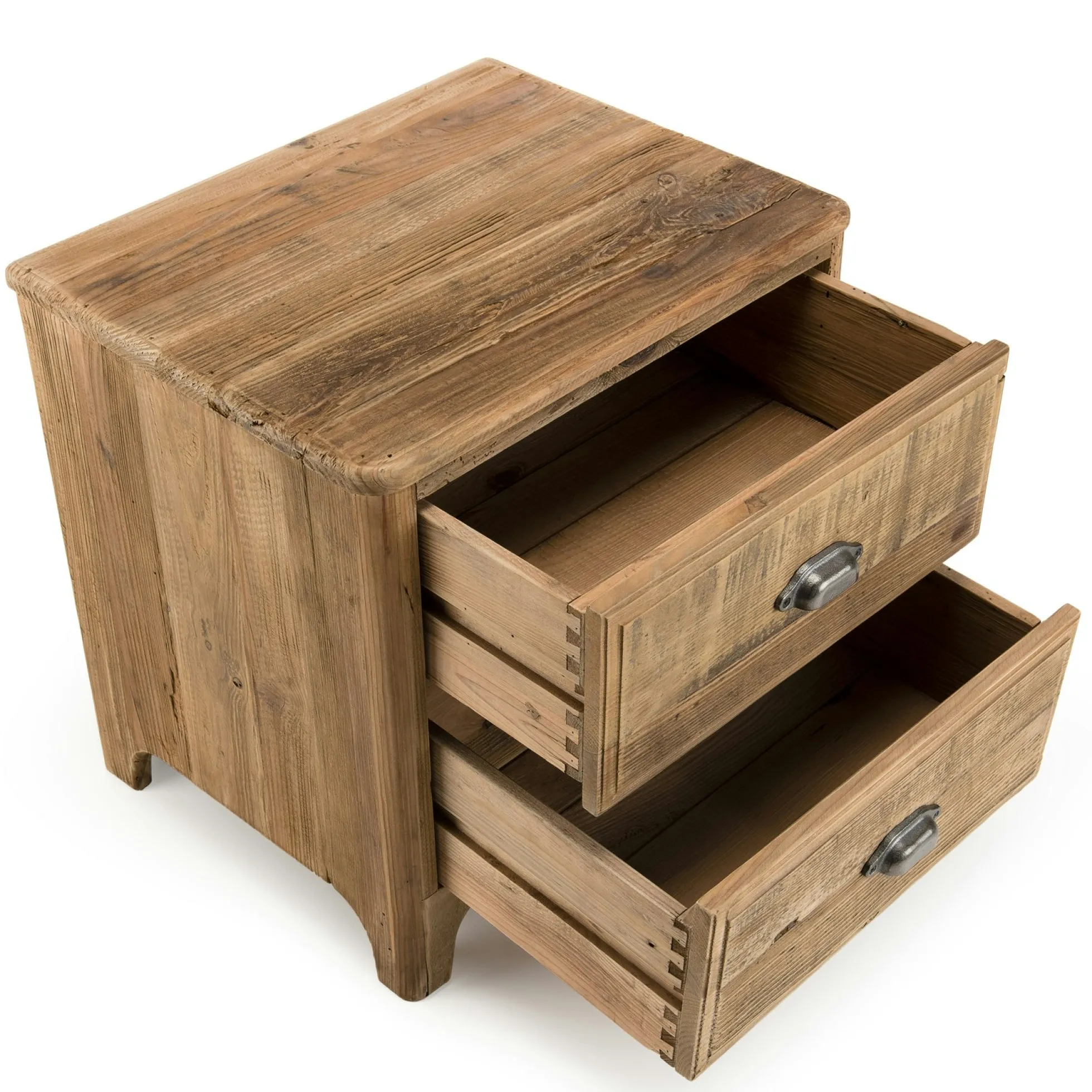 Table de chevet en bois de pin recyclé 2 tiroirs DENVER