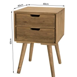 Table de chevet en bois de sapin 2 tiroirs LIMA