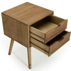 Table de chevet en bois de sapin 2 tiroirs LIMA