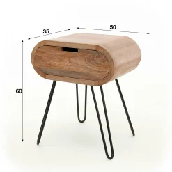Table de chevet en bois forme oblongue NIAGARA