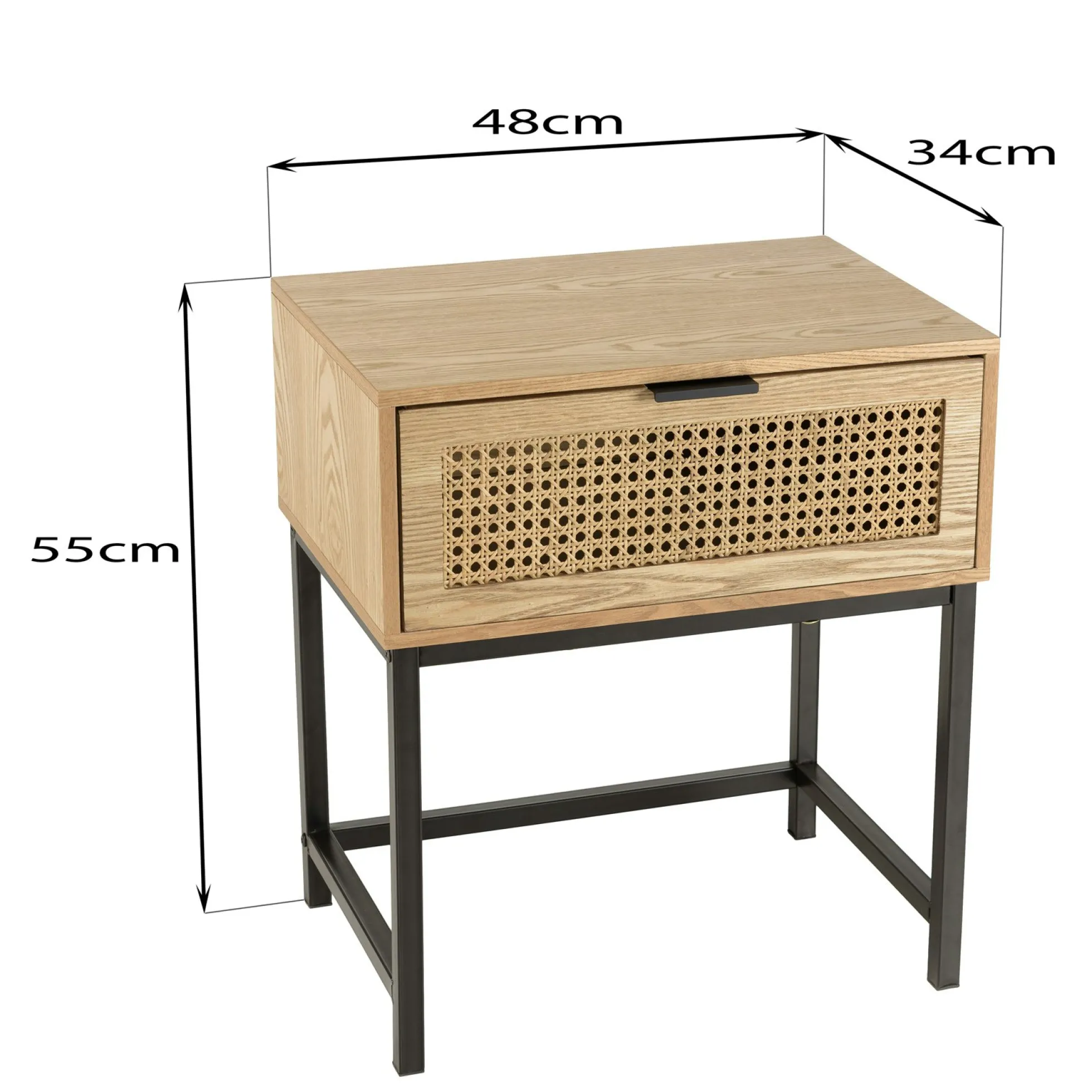 Table de chevet en bois 1 tiroir cannage rotin PALMA