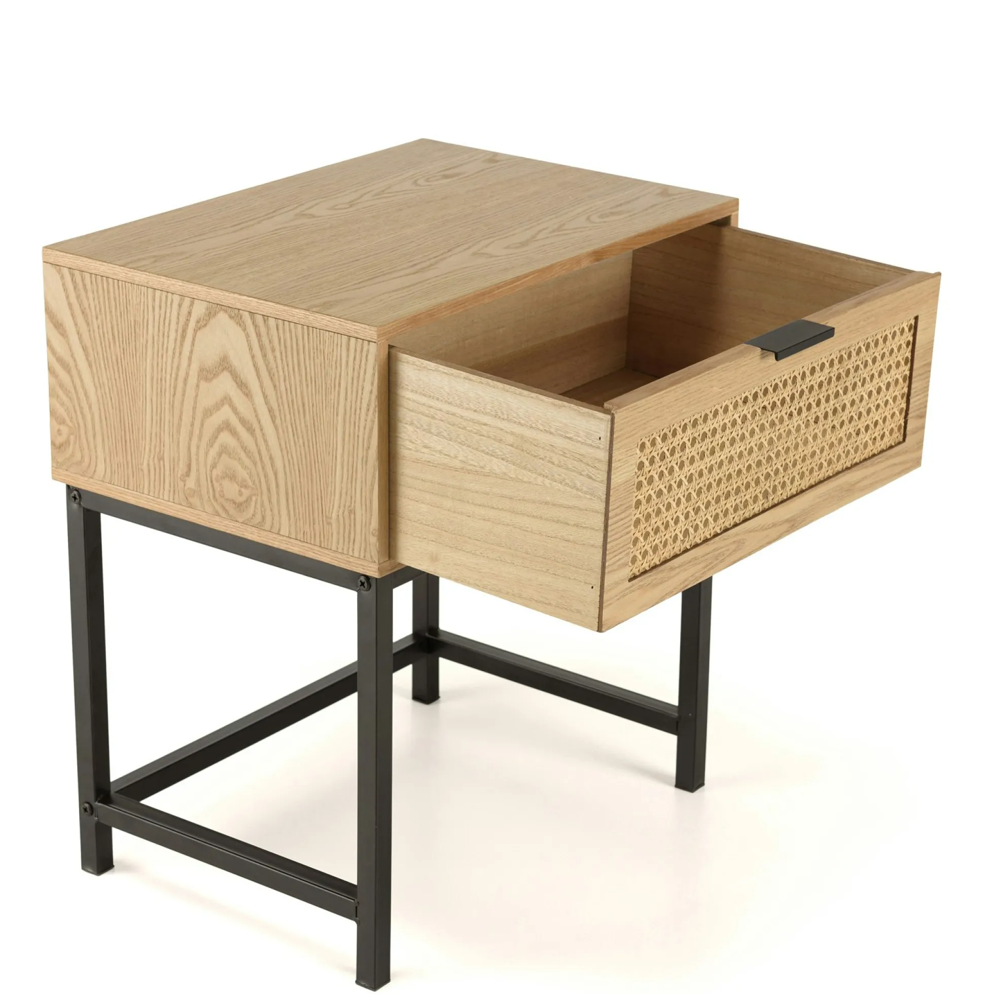 Table de chevet en bois 1 tiroir cannage rotin PALMA