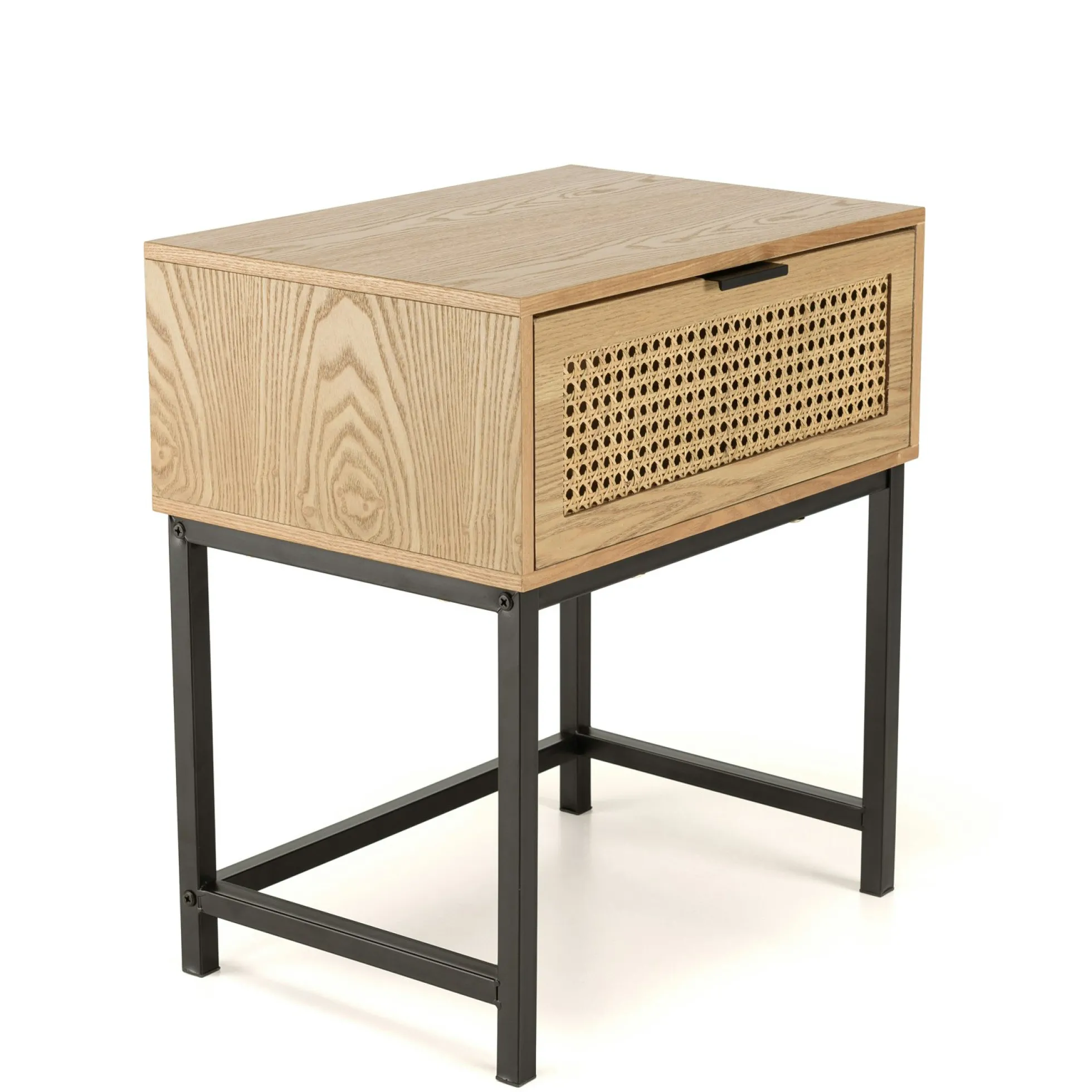 Table de chevet en bois 1 tiroir cannage rotin PALMA