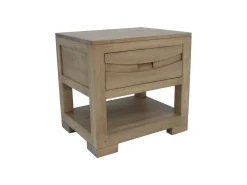 Table de chevet exotique 1 tiroir hévéa 50x40x48 NIAGARA