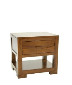 Table de chevet exotique 1 tiroir hévéa 50x40x48 NIAGARA