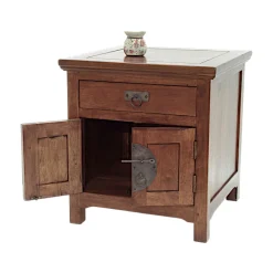 Table de chevet Hévéa 2 portes, 1 tiroir 50x50x54cm MAORI