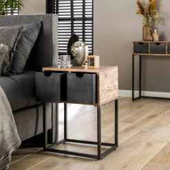 Table de chevet industrielle tiroirs métal BUNBURY