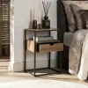 Table de chevet moderne effet travertin 1 tiroir ASCOLI
