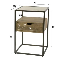 Table de chevet moderne effet travertin 1 tiroir ASCOLI