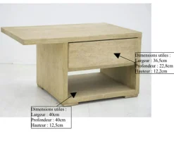 Table de chevet moderne hévéa recto verso 65cm OLGA