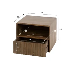 Table de chevet murale bois brun, tiroir & niche NAKO