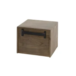 Table de chevet murale bois brun, tiroir & niche NAKO