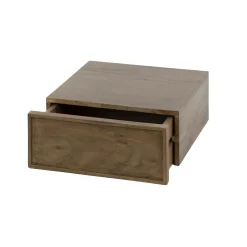 Table de chevet murale bois brun, tiroir mouluré (x2) NAKO