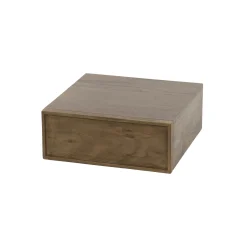 Table de chevet murale bois brun, tiroir mouluré (x2) NAKO