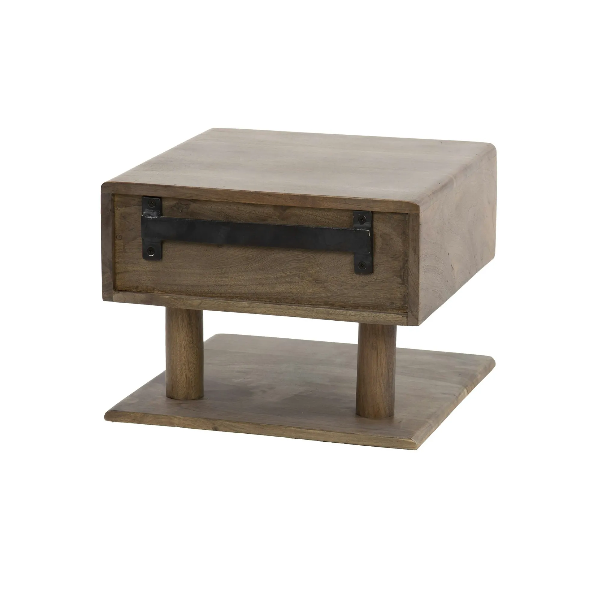 Table de chevet murale bois brun, tiroir & étagère NAKO
