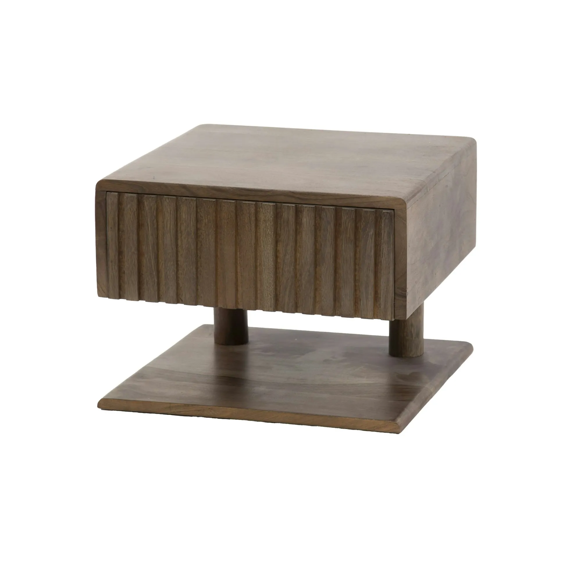 Table de chevet murale bois brun, tiroir & étagère NAKO