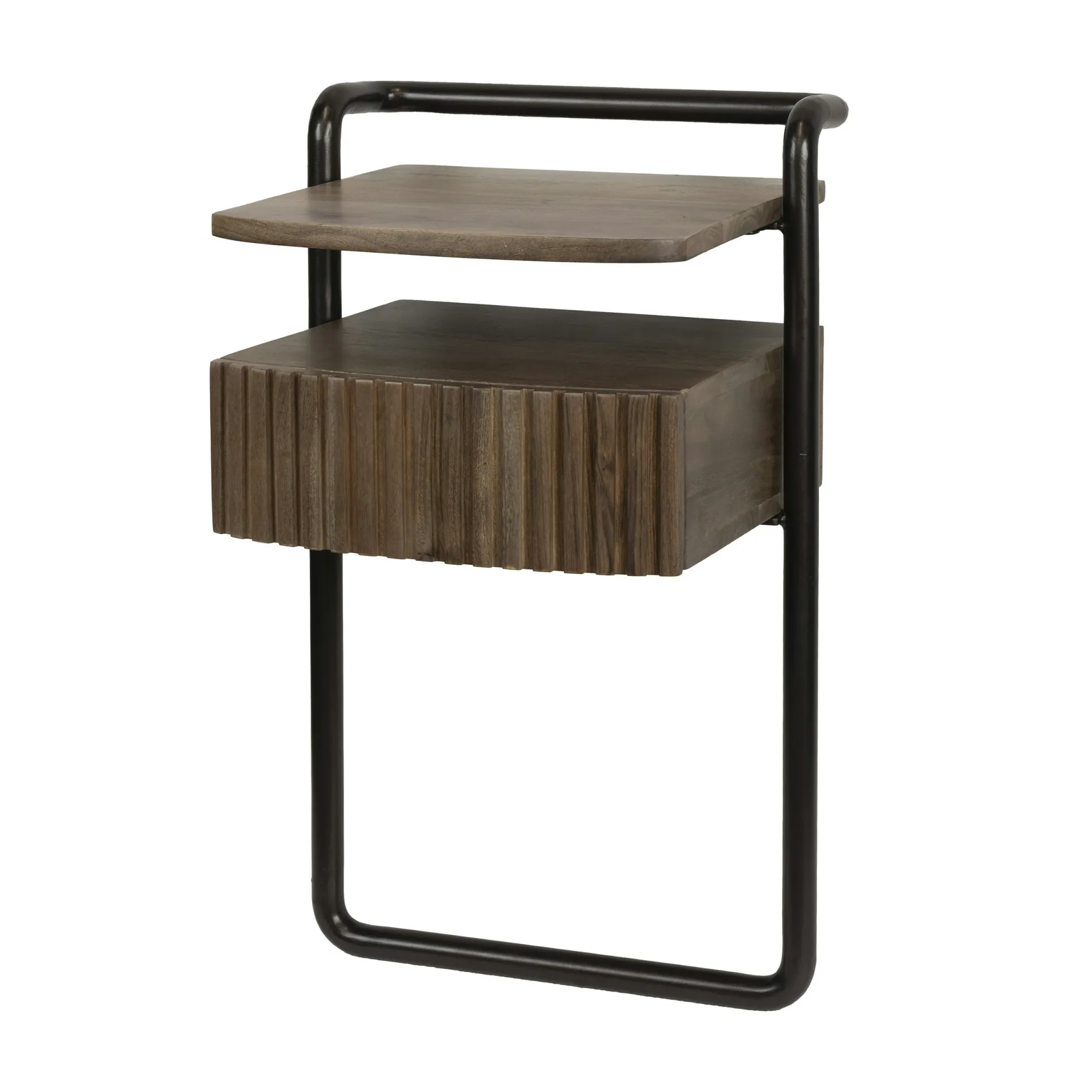 Table de chevet murale bois foncé 1 tablette 1 tiroir NAKO