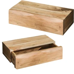 Table de chevet murale bois massif 1 tiroir (lot de 2) MELBOURNE