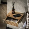 Table de chevet murale en bois d'acacia avec stries (lot de 2) MELBOURNE