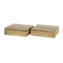 Table de chevet murale en bois d'acacia avec stries (lot de 2) MELBOURNE