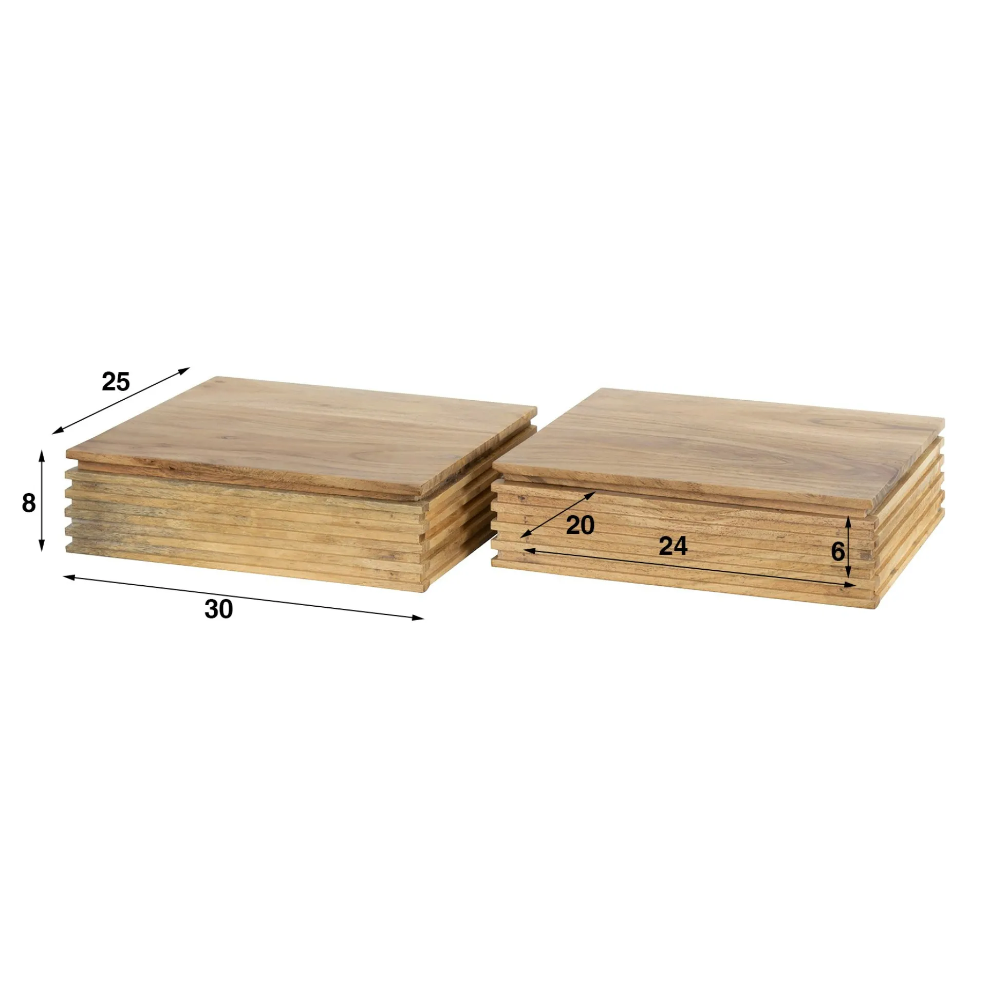 Table de chevet murale en bois d'acacia avec stries (lot de 2) MELBOURNE