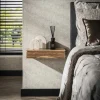 Table de chevet murale en bois d'acacia avec stries 40 cm (lot de 2) MELBOURNE