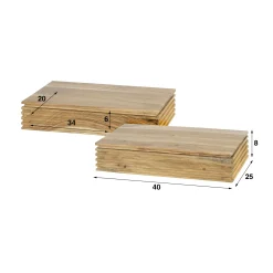 Table de chevet murale en bois d'acacia avec stries 40 cm (lot de 2) MELBOURNE